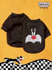 LOONEY TUNES X PETSIN 1pc Small Black Cat Face Printed Pet Winter Clothing
