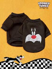 LOONEY TUNES X PETSIN 1pc Small Black Cat Face Printed Pet Winter Clothing