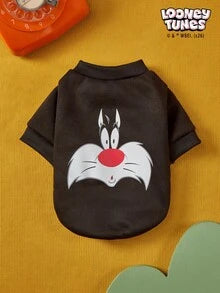 LOONEY TUNES X PETSIN 1pc Small Black Cat Face Printed Pet Winter Clothing
