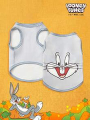 LOONEY TUNES X PETSIN PETSIN 1pc Cute Happy Rabbit Cartoon Print Gray Pet Vest