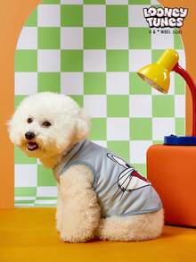 LOONEY TUNES X PETSIN PETSIN 1pc Cute Happy Rabbit Cartoon Print Gray Pet Vest