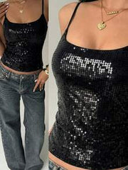 Aloruh New Sexy Backless Sequin Crop Top For Party, Music Festival, Summer,Summer Top
