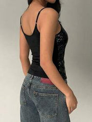Aloruh New Sexy Backless Sequin Crop Top For Party, Music Festival, Summer,Summer Top