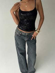 Aloruh New Sexy Backless Sequin Crop Top For Party, Music Festival, Summer,Summer Top