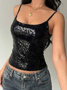 Aloruh New Sexy Backless Sequin Crop Top For Party, Music Festival, Summer,Summer Top