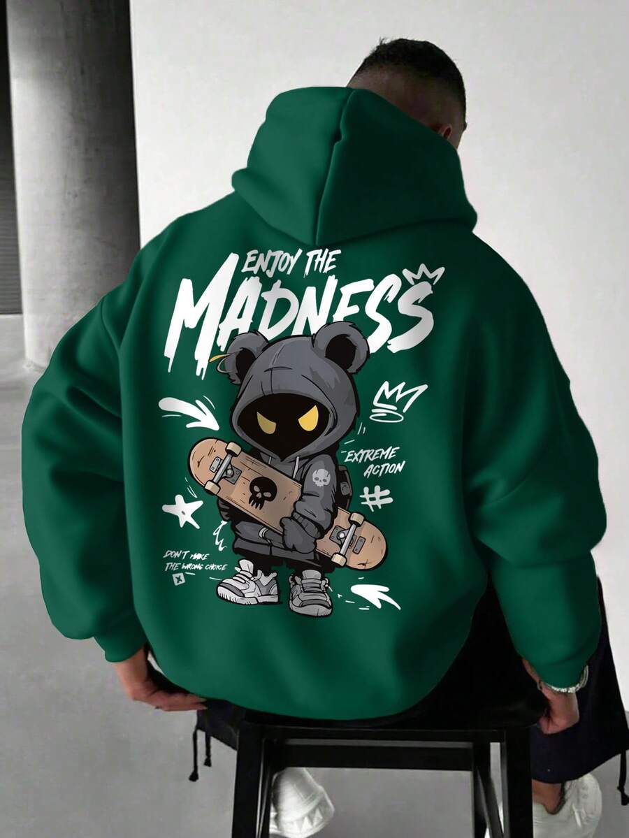 Muški ležerni modni street hoodie duks za ekstremne sportove sa crtanim printom