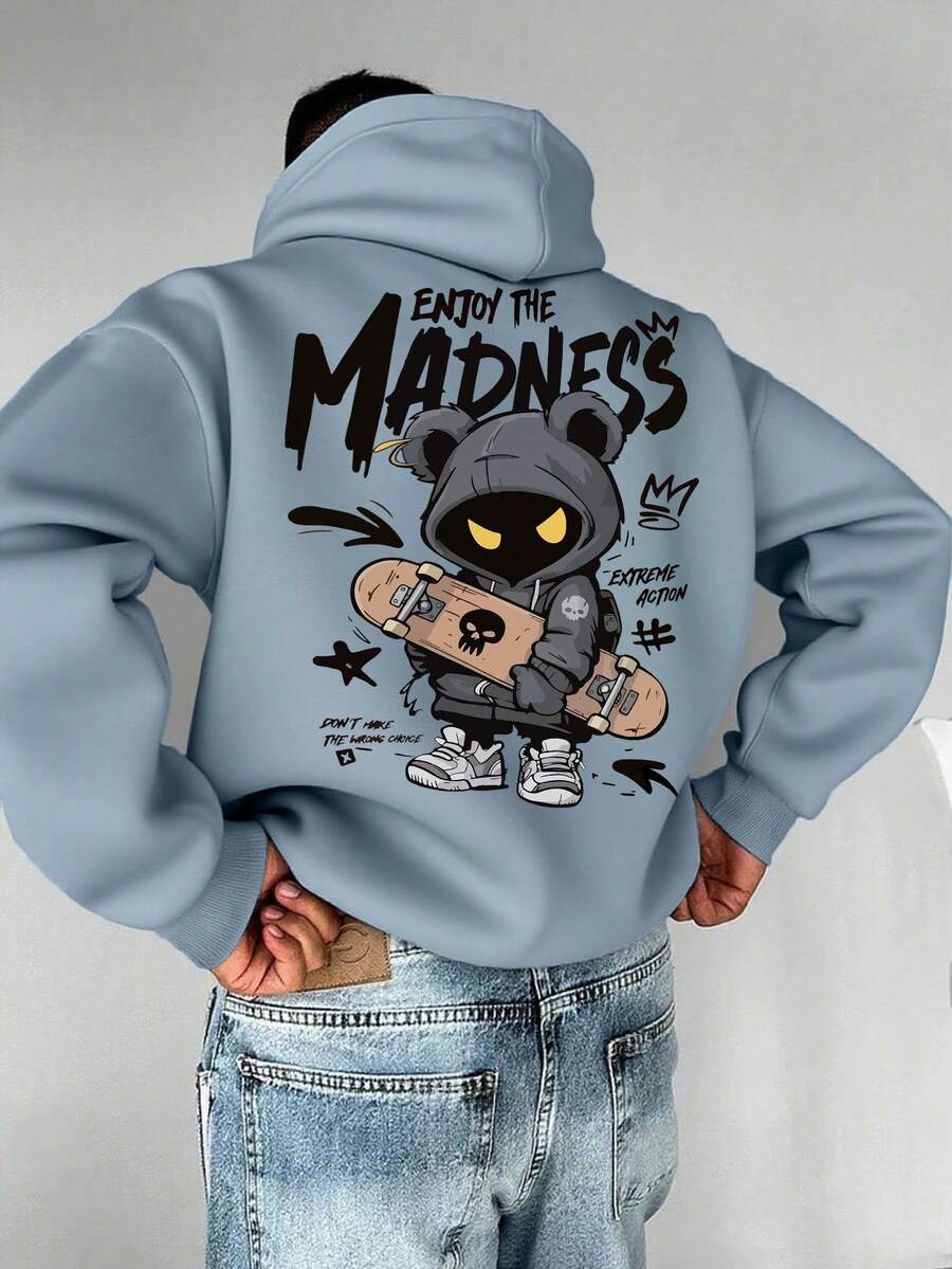 Muški ležerni modni street hoodie duks za ekstremne sportove sa crtanim printom