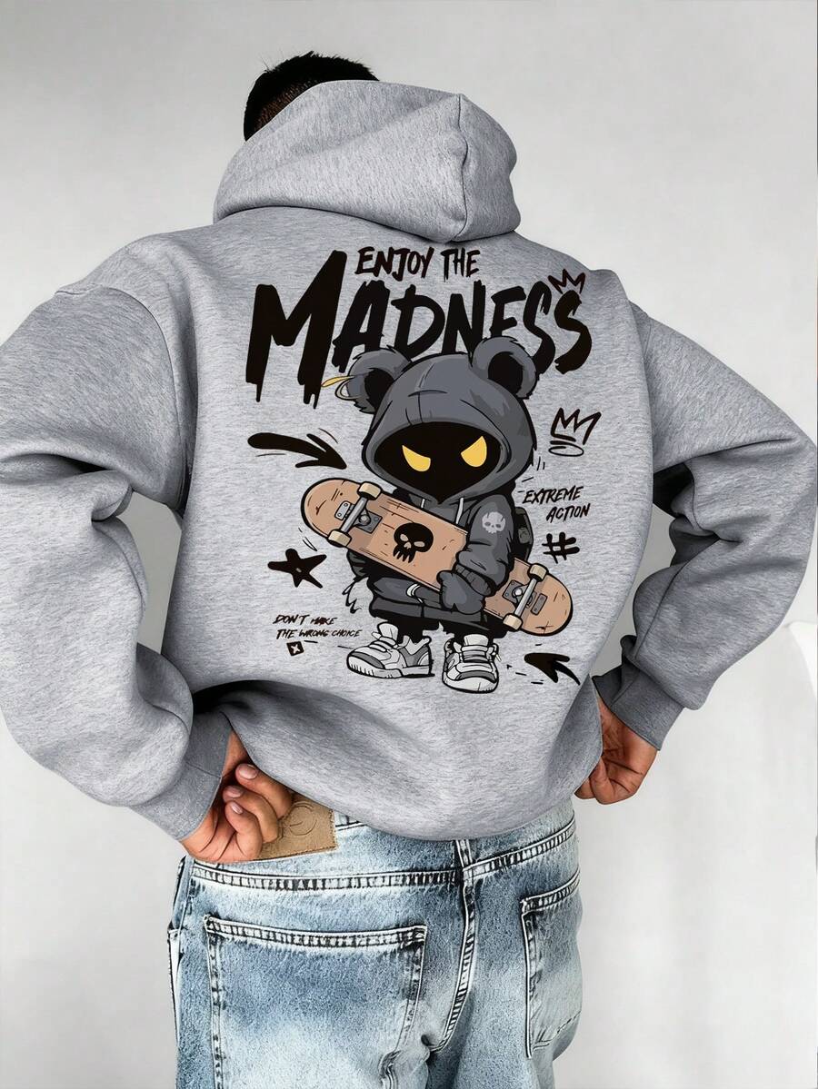 Muški ležerni modni street hoodie duks za ekstremne sportove sa crtanim printom