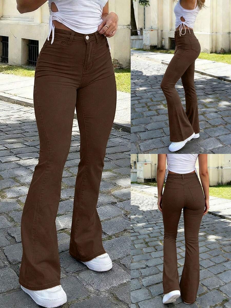 Ženske pantalone Y2K stila, jednobojne