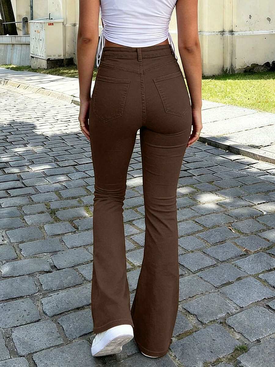 Ženske pantalone Y2K stila, jednobojne