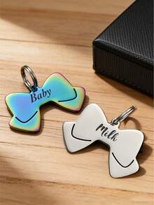 1pc Personalized Dog Tag, Pet ID Tag, Stainless Steel Bow Tie Dog Tag, Laser Engraved, Customized Dog Collar Tag, Pet Gift, Dog Name Plate, Personalized Bone Shaped Dog Tag, Engraved Dog Tag, Personalized Dog Tag, New Puppy Gift, Pet Christmas Gift, Christmas Gift, Holiday Vibe, Autumn Decor, Pet Lover, Fashionable & Chic, Compact & Cute, Playful Charm