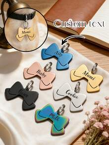 1pc Personalized Dog Tag, Pet ID Tag, Stainless Steel Bow Tie Dog Tag, Laser Engraved, Customized Dog Collar Tag, Pet Gift, Dog Name Plate, Personalized Bone Shaped Dog Tag, Engraved Dog Tag, Personalized Dog Tag, New Puppy Gift, Pet Christmas Gift, Christmas Gift, Holiday Vibe, Autumn Decor, Pet Lover, Fashionable & Chic, Compact & Cute, Playful Charm