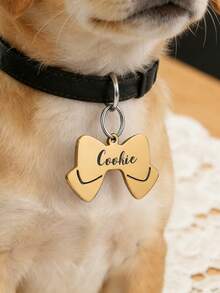 1pc Personalized Dog Tag, Pet ID Tag, Stainless Steel Bow Tie Dog Tag, Laser Engraved, Customized Dog Collar Tag, Pet Gift, Dog Name Plate, Personalized Bone Shaped Dog Tag, Engraved Dog Tag, Personalized Dog Tag, New Puppy Gift, Pet Christmas Gift, Christmas Gift, Holiday Vibe, Autumn Decor, Pet Lover, Fashionable & Chic, Compact & Cute, Playful Charm