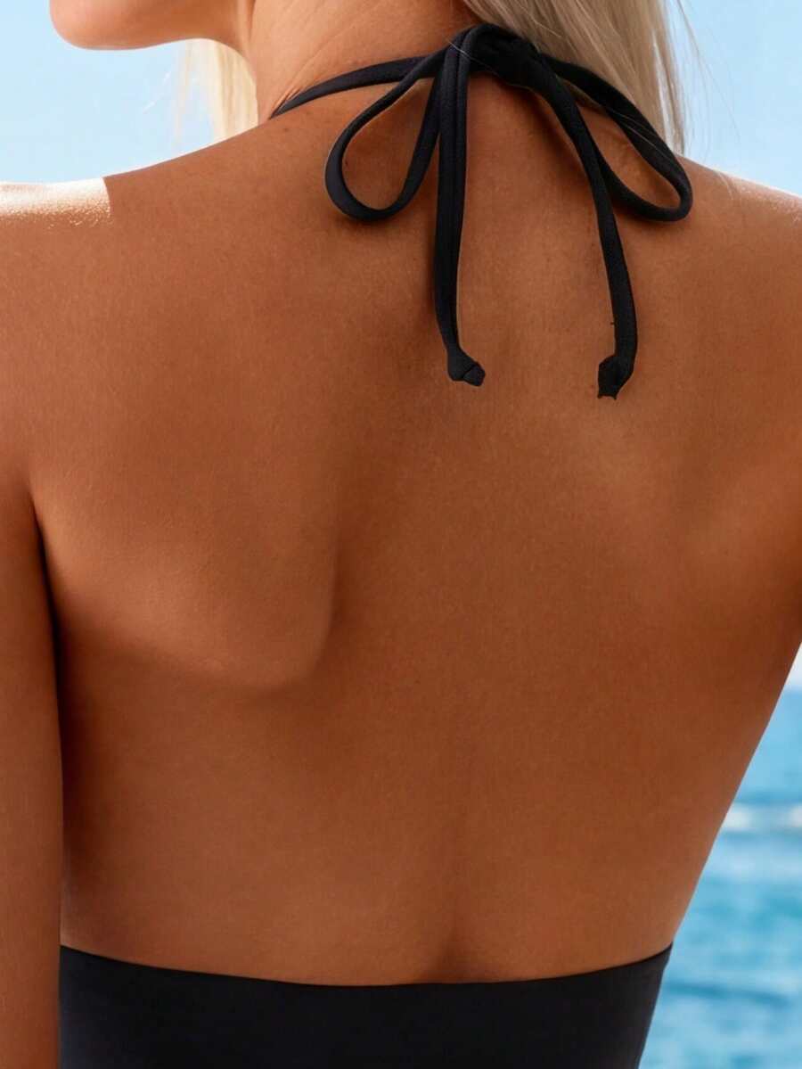Ženski Seksi V-Izrez Metalik Dekor Prozirni Jednodelni Kupaći
