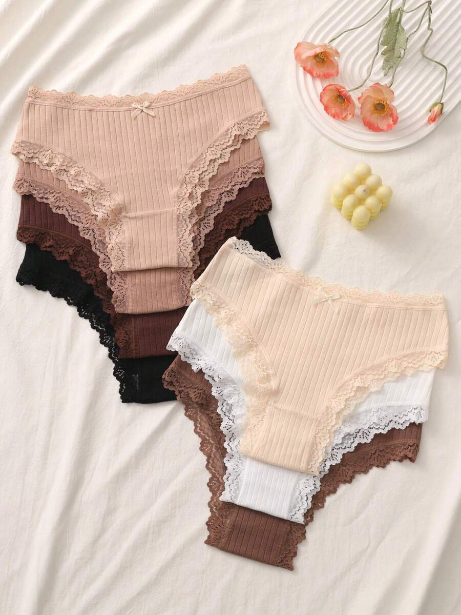 7 kom/set udobne prugaste pamučne gaćice, seksi donji veš