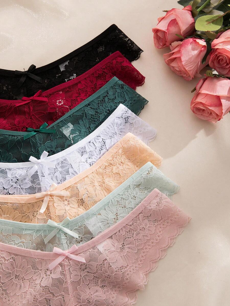 Elegantne ženske čipkaste gaćice trouglastog kroja, višebojne, 7 kom/set, seksi donji veš