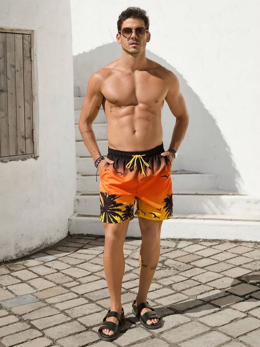 VIVINTIMO Muški šorts za plažu sa printom piva i perticom u struku