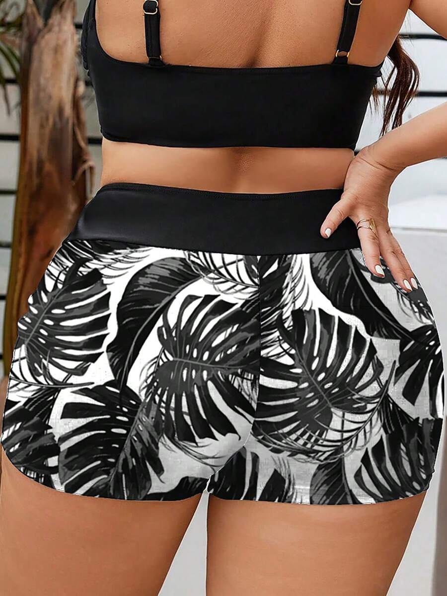 Plus size jednobojne sa patchwork printom, visokog struka sa perticom