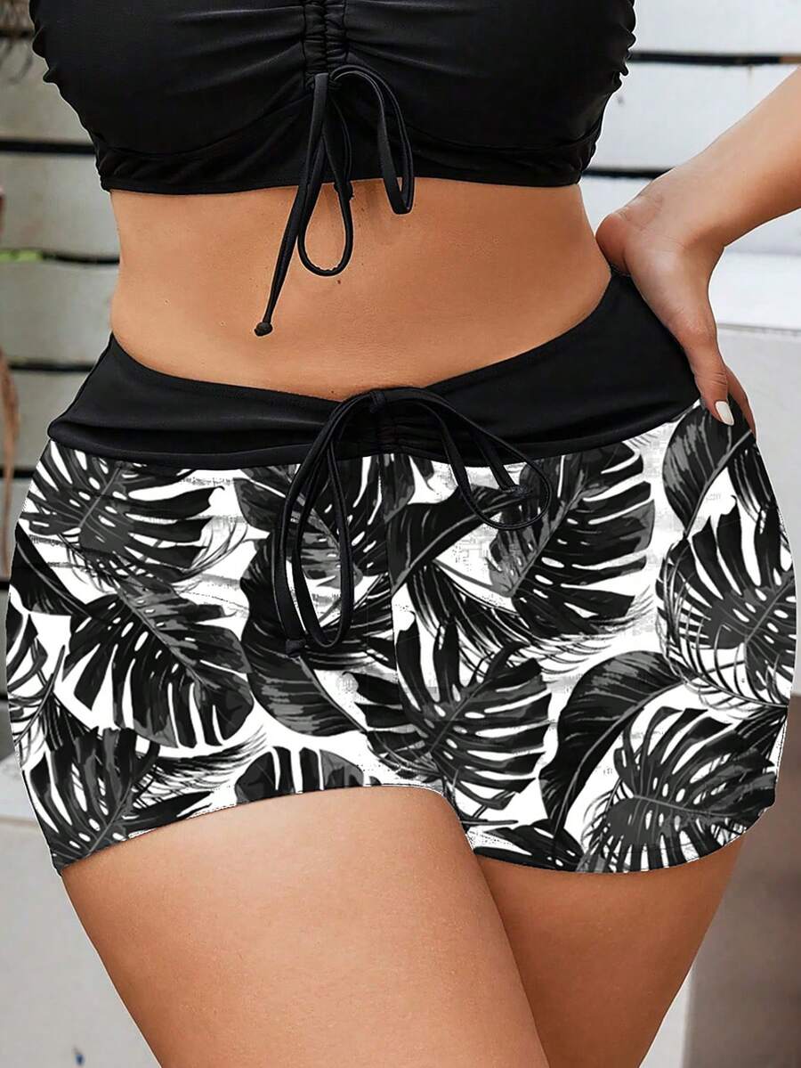 Plus size jednobojne sa patchwork printom, visokog struka sa perticom