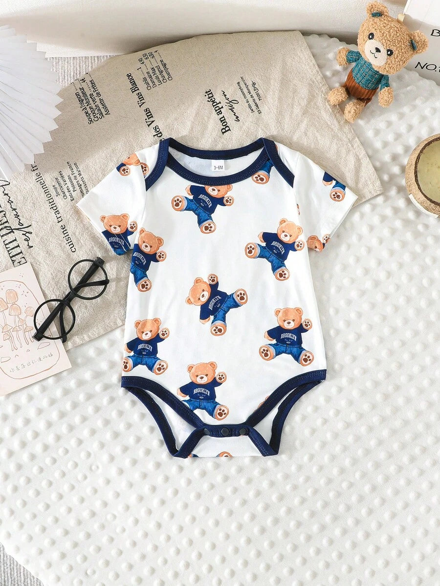 3 kom/set bebi body majice sa slatkim printom patke, udobne i lake za oblačenje, kratkih rukava