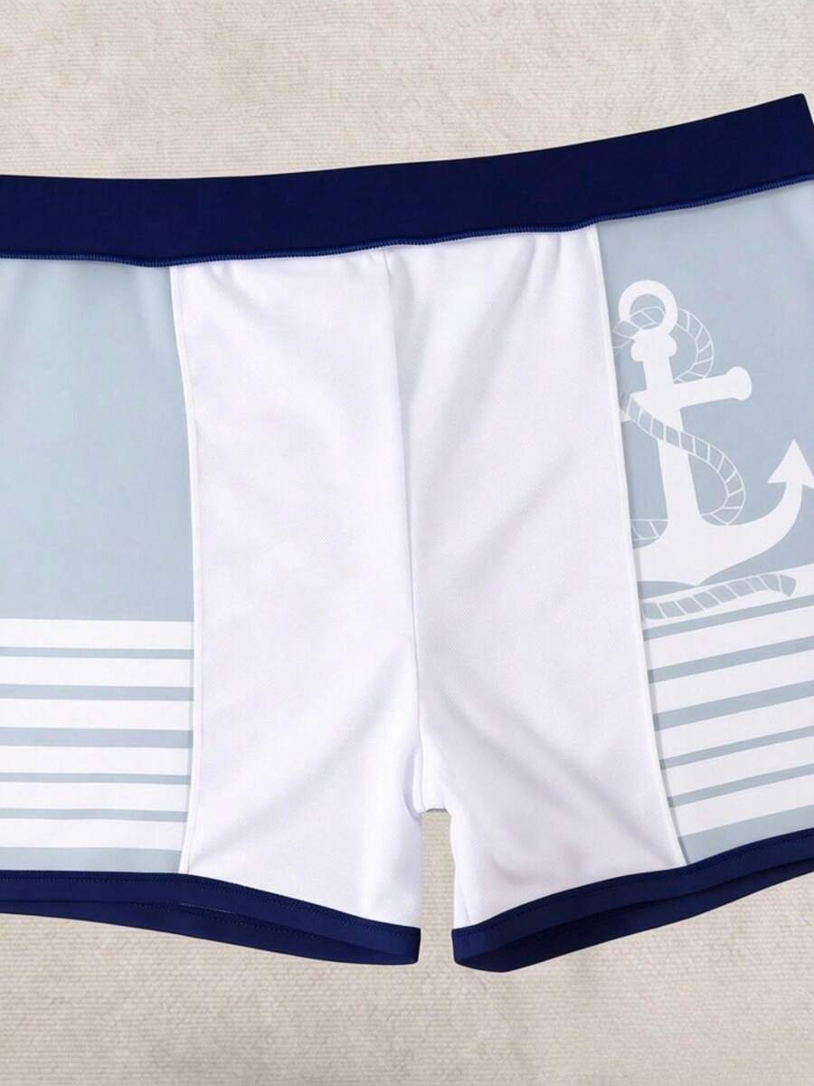 Muški šorts za plažu  sa nautičkim printom sidra i prugama