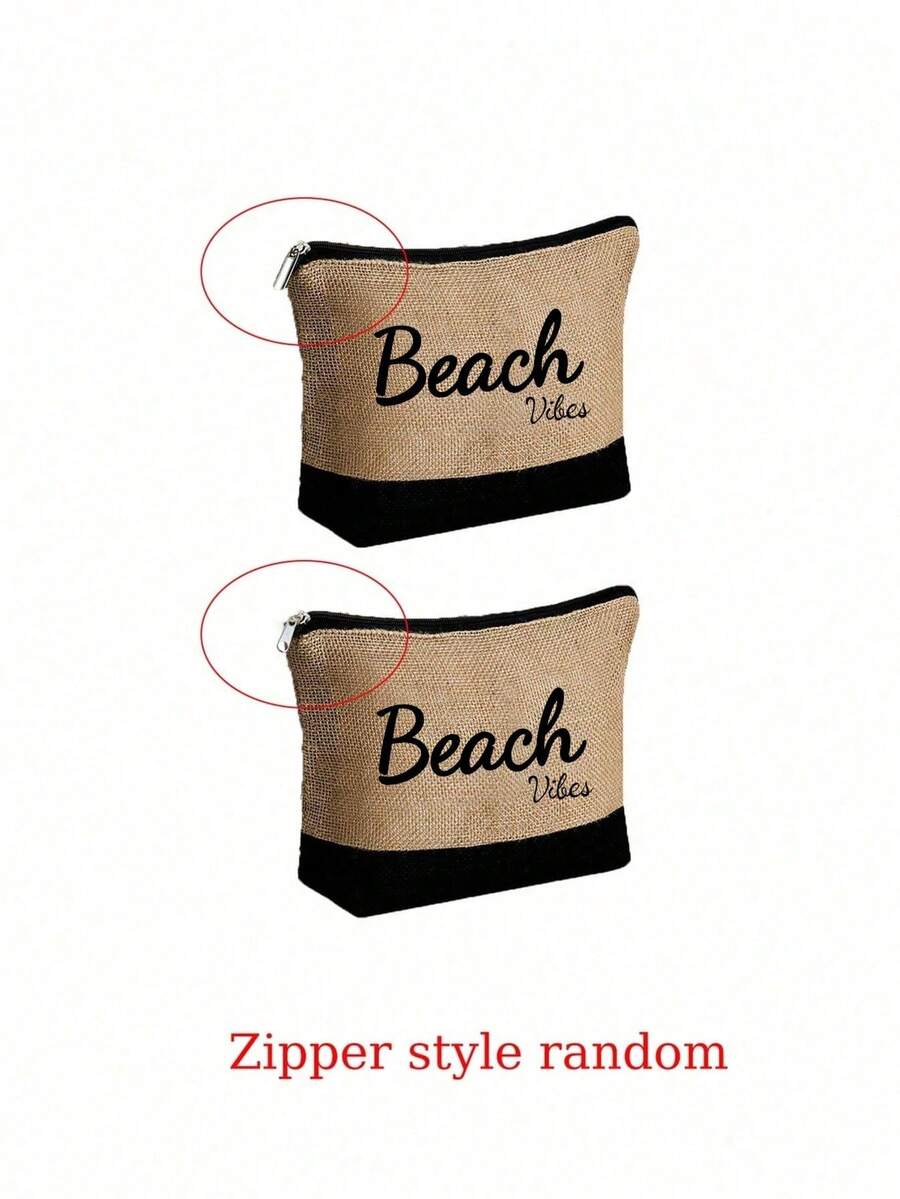 Crno-bež "Beach Please" set od 4 komada sa plažnom torbom