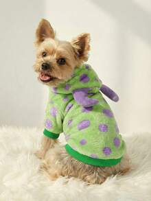 PETSIN 1pc Polka Dot Fleece Monster Costume Hoodie For Pets