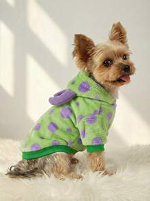 PETSIN 1pc Polka Dot Fleece Monster Costume Hoodie For Pets