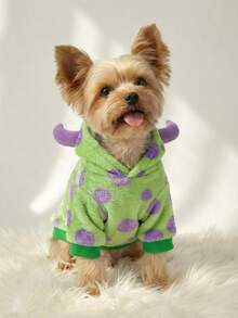 PETSIN 1pc Polka Dot Fleece Monster Costume Hoodie For Pets