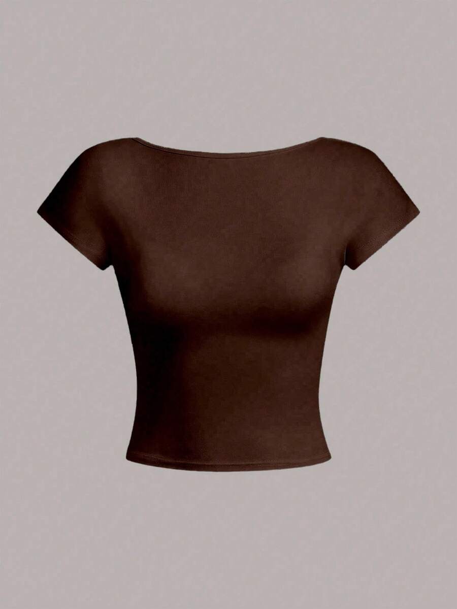 Ženska podstavljena seksi crop majica, slim fit