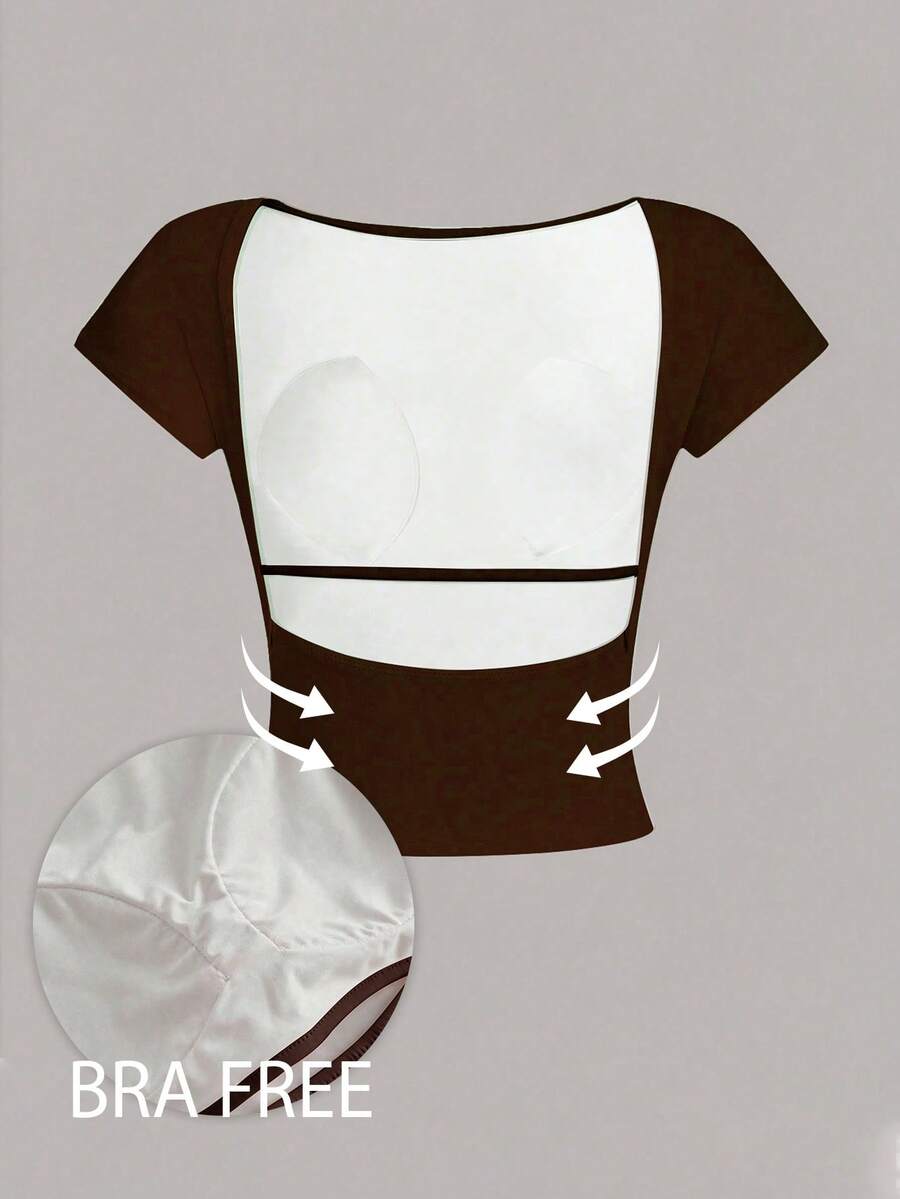 Ženska podstavljena seksi crop majica, slim fit