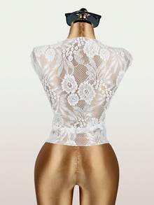 Women's Lace Waist Tie Top, Short Sleeve White Top, Puerto Rico Vacation Outfit Summer