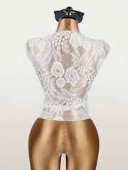 Women's Lace Waist Tie Top, Short Sleeve White Top, Puerto Rico Vacation Outfit Summer