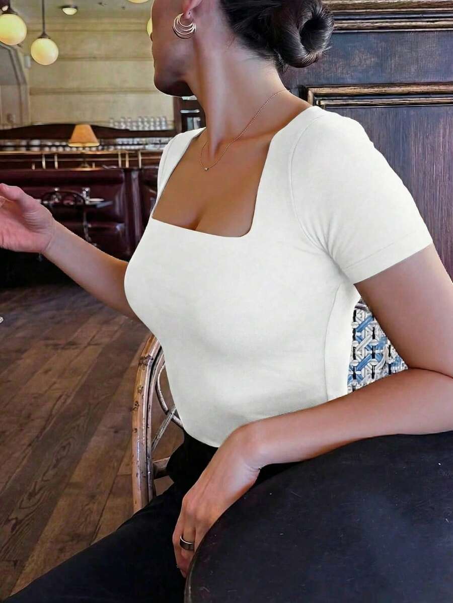 Casual Elegant Majica Kratkih Rukava sa Okruglim Izrezom