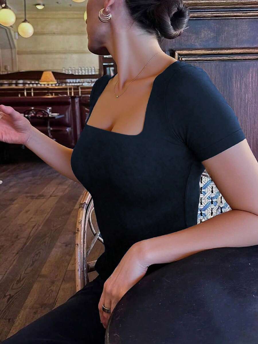 Casual Elegant Majica Kratkih Rukava sa Okruglim Izrezom
