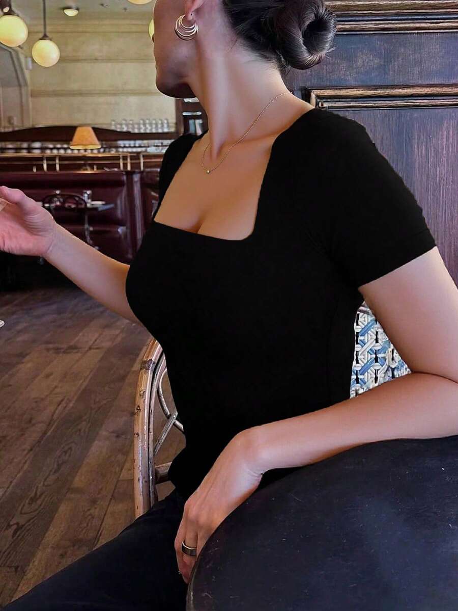 Casual Elegant Majica Kratkih Rukava sa Okruglim Izrezom