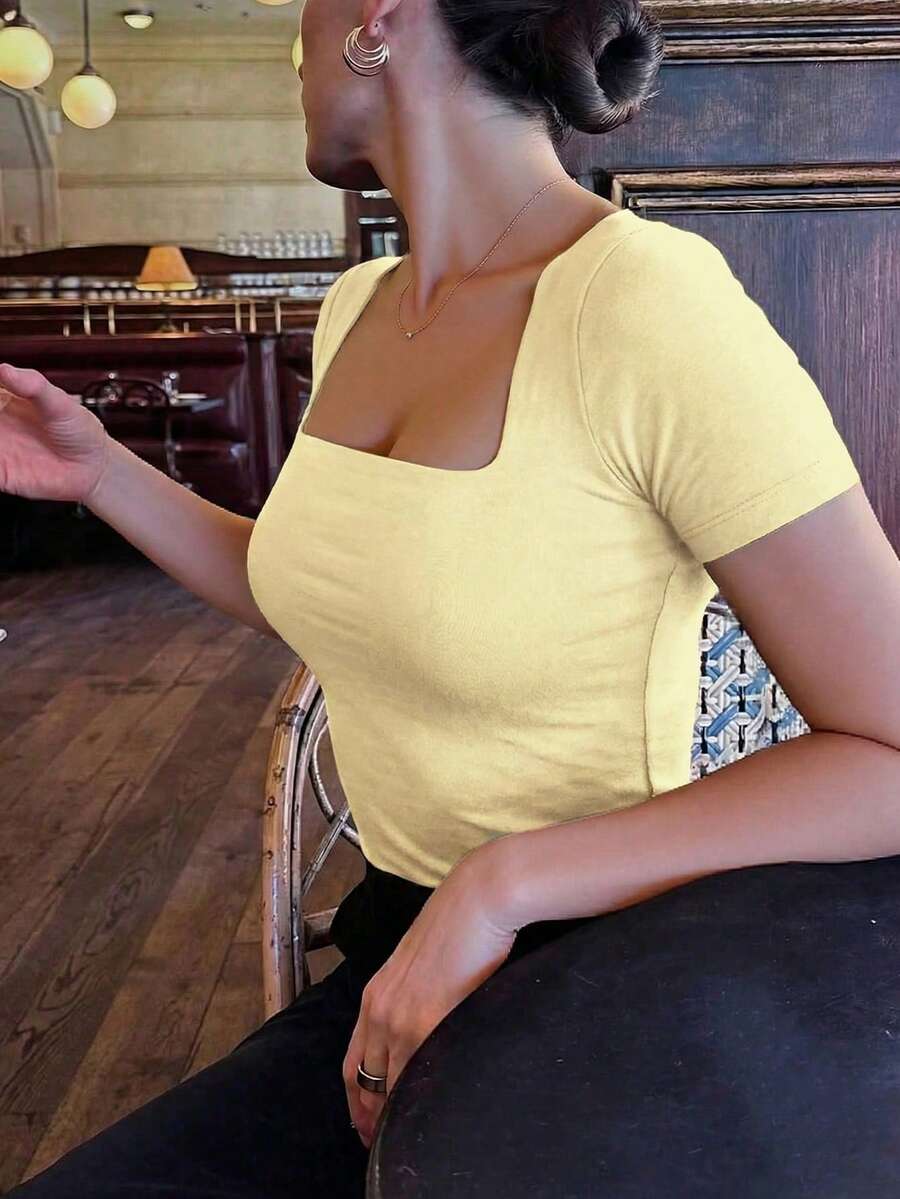 Casual Elegant Majica Kratkih Rukava sa Okruglim Izrezom