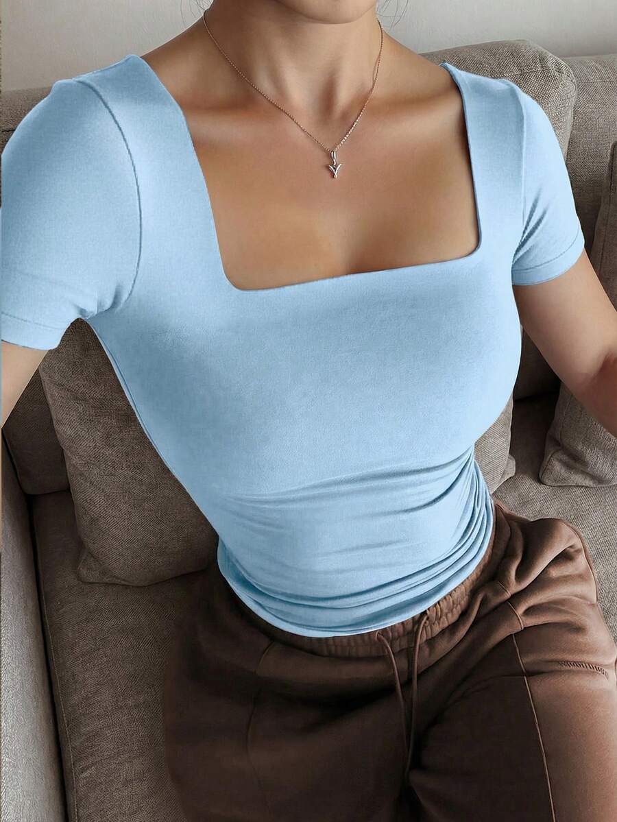 Casual Elegant Majica Kratkih Rukava sa Okruglim Izrezom