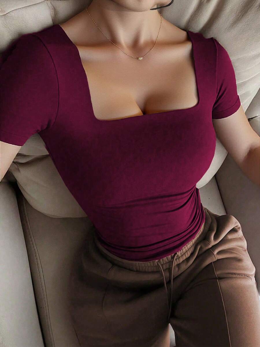 Casual Elegant Majica Kratkih Rukava sa Okruglim Izrezom