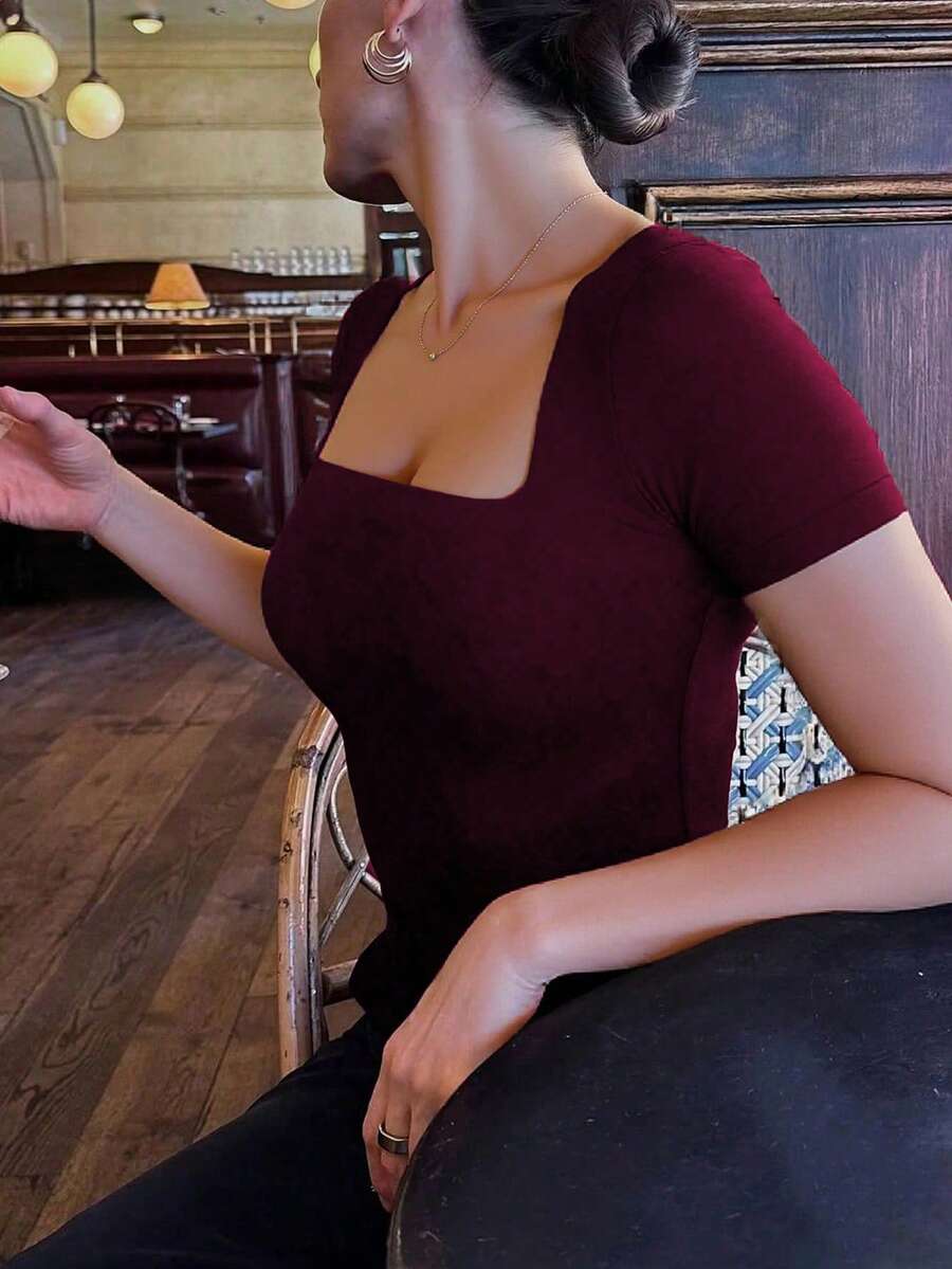 Casual Elegant Majica Kratkih Rukava sa Okruglim Izrezom