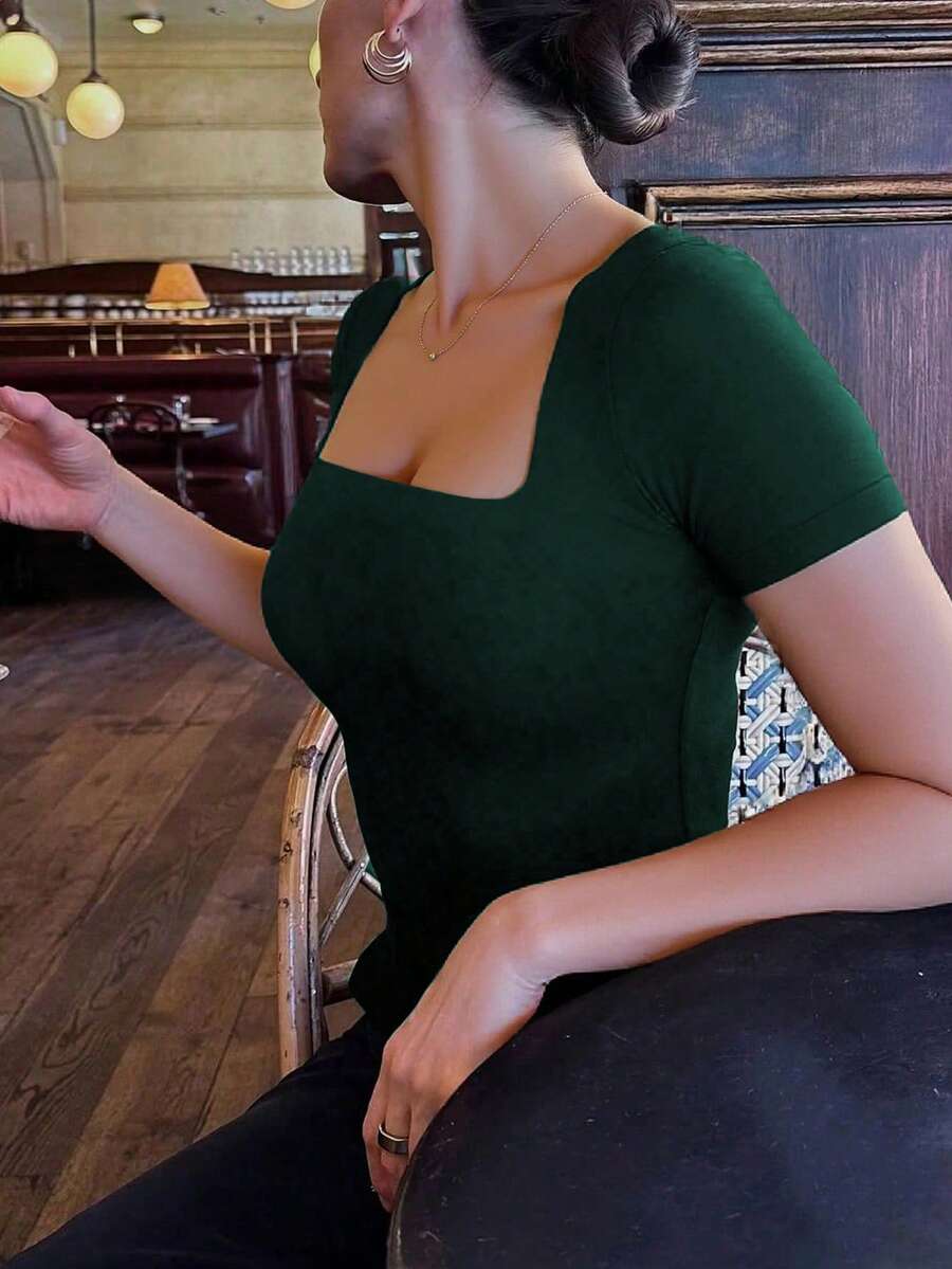 Casual Elegant Majica Kratkih Rukava sa Okruglim Izrezom