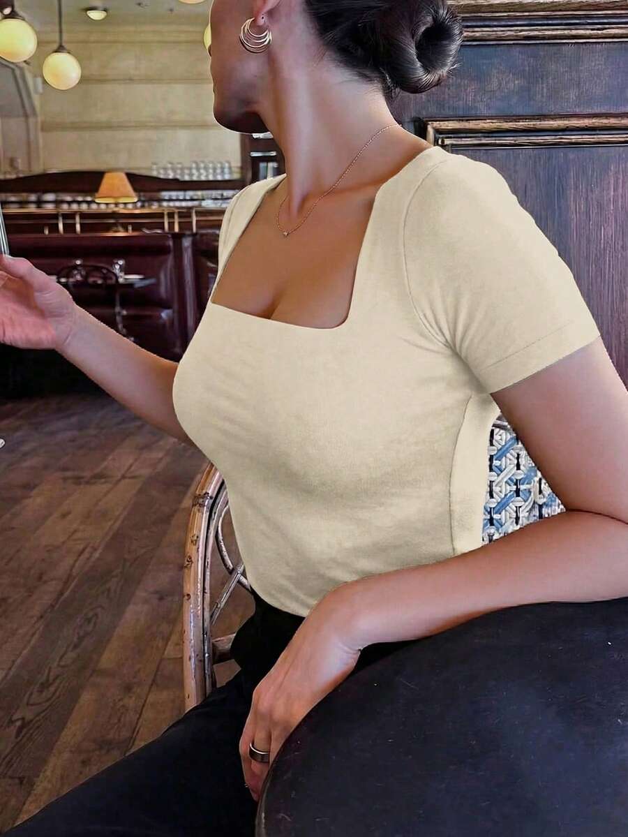 Casual Elegant Majica Kratkih Rukava sa Okruglim Izrezom