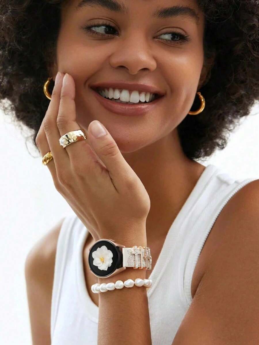20mm dvobojna silikonska narukvica za sat sa cvetnim reljefom, kompatibilna sa Samsung Galaxy Watch 7 6 5 4 40mm 44mm/5 Pro/6 Classic 47mm/Watch 4 Classic/Active 2, 45mm/Watch 3/Watch 4 Classic 42mm 46mm Watch 6 47mm 43mm