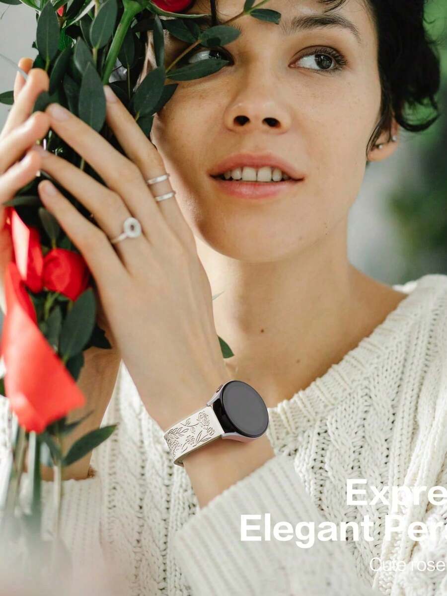 20mm dvobojna silikonska narukvica za sat sa cvetnim reljefom, kompatibilna sa Samsung Galaxy Watch 7 6 5 4 40mm 44mm/5 Pro/6 Classic 47mm/Watch 4 Classic/Active 2, 45mm/Watch 3/Watch 4 Classic 42mm 46mm Watch 6 47mm 43mm