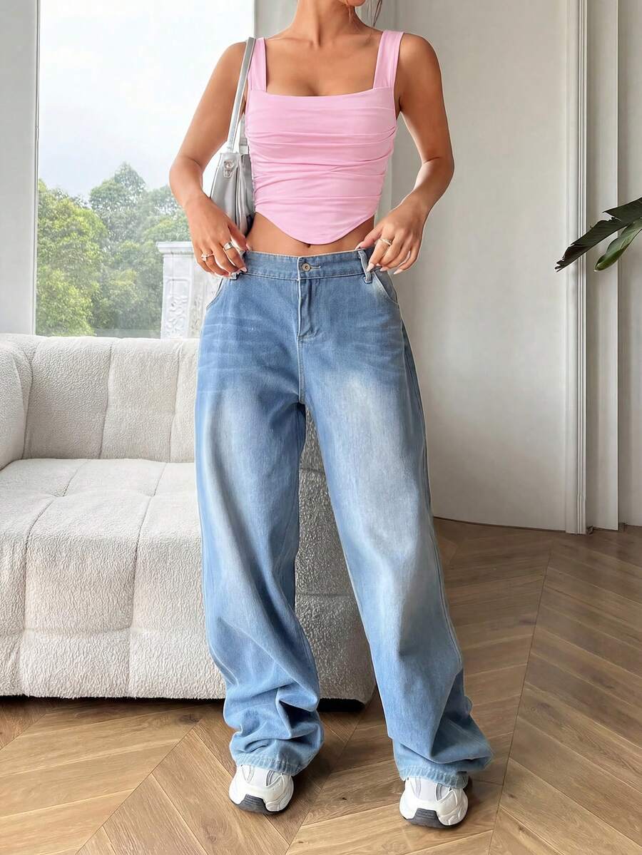Čvrsti Cami Top sa Naborima za Leto