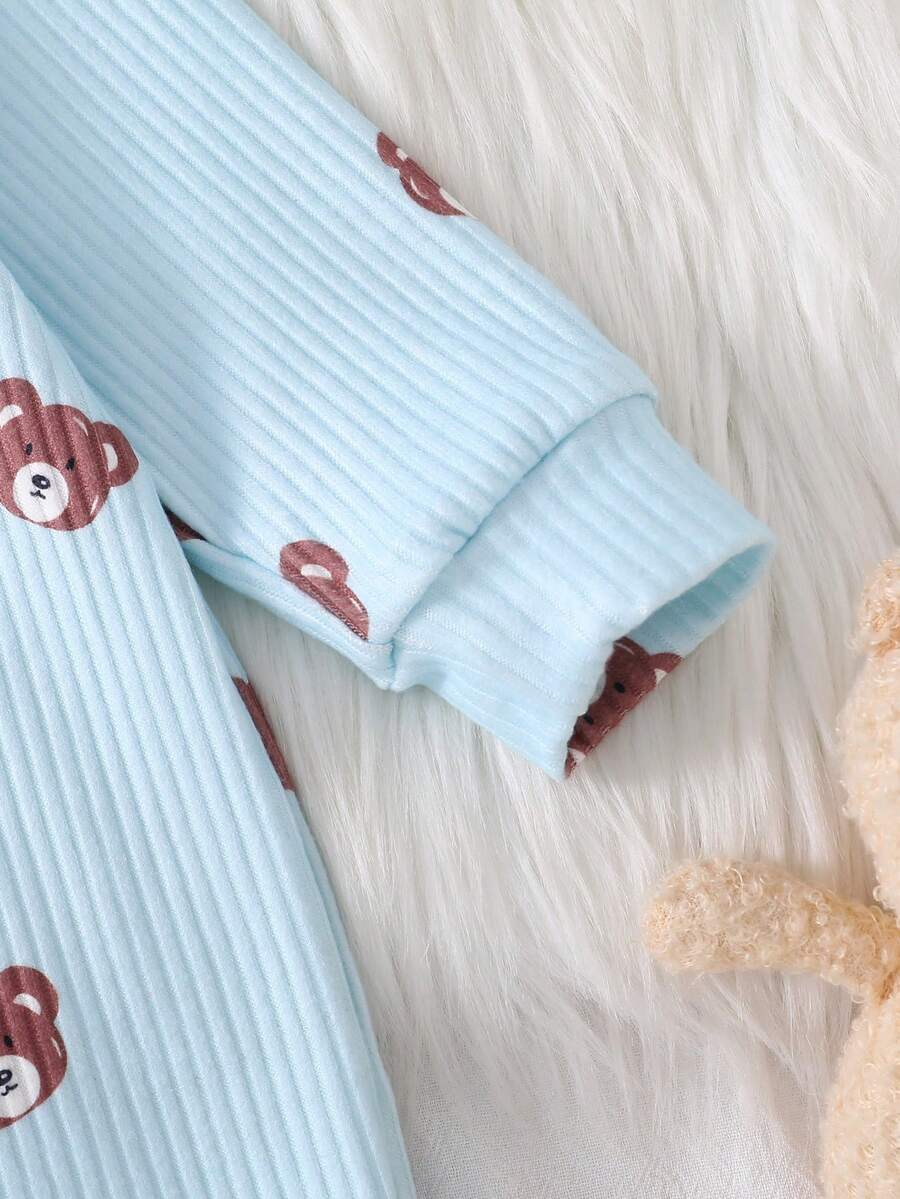 Kombinezon sa kapom, beli panda, zeleni avokado, plavi medved, slatki crtani print, mekan i udoban