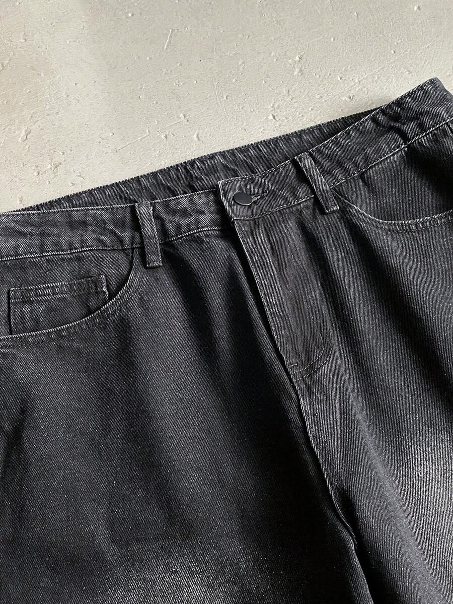 Muški teget teksas set od 2 dela, ležerna jakna i široke pantalone, za proleće/jesen