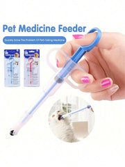 1 Pc Random Color Pet Medicine Feeder, Pet Medicine Tablet Syringe, Soft-Tip Dual-Purpose Feeder, Pill Shooter, Double-Needle Feeding Dispenser Tool