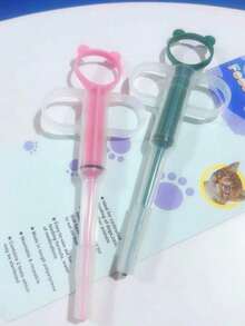 1 Pc Random Color Pet Medicine Feeder, Pet Medicine Tablet Syringe, Soft-Tip Dual-Purpose Feeder, Pill Shooter, Double-Needle Feeding Dispenser Tool