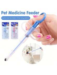 1 Pc Random Color Pet Medicine Feeder, Pet Medicine Tablet Syringe, Soft-Tip Dual-Purpose Feeder, Pill Shooter, Double-Needle Feeding Dispenser Tool